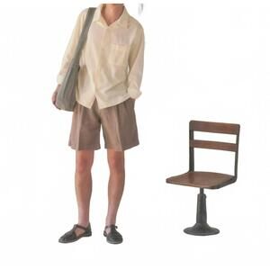 NEW KNICKERBOCKER canal cotton & linen pleated shorts in mushroom